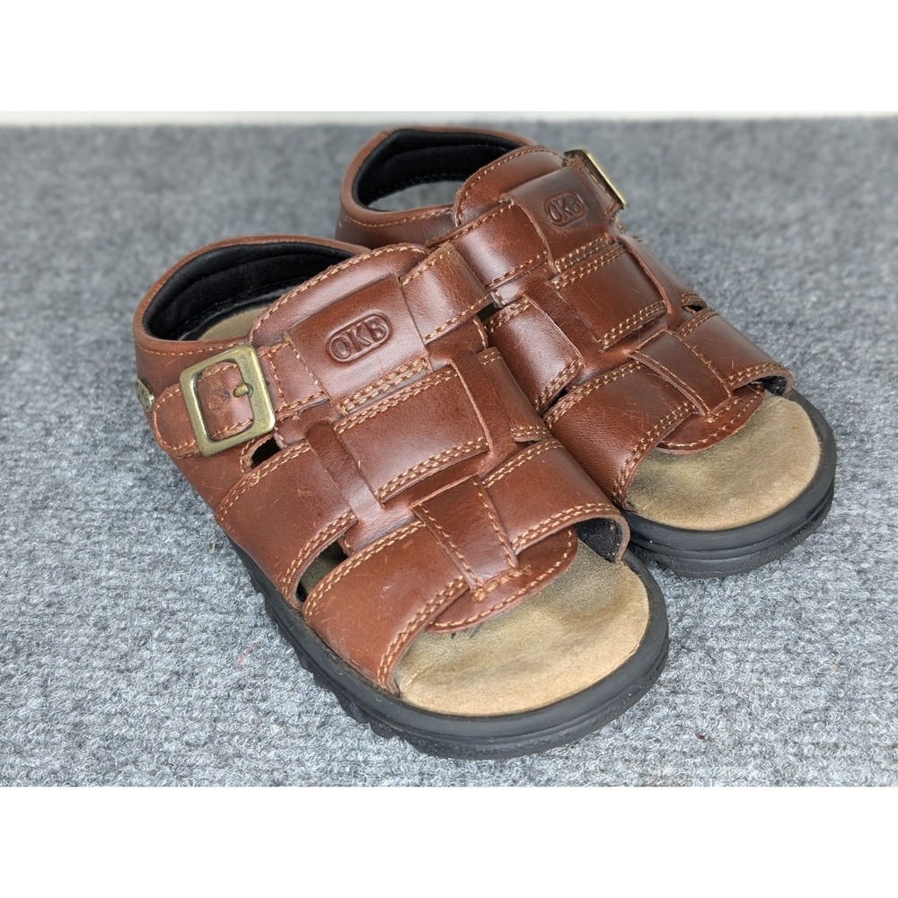 Oshkosh B'gosh Toddler Leather Tommy Sandals Size 10M Brown Hook & Loop‎ Buckle